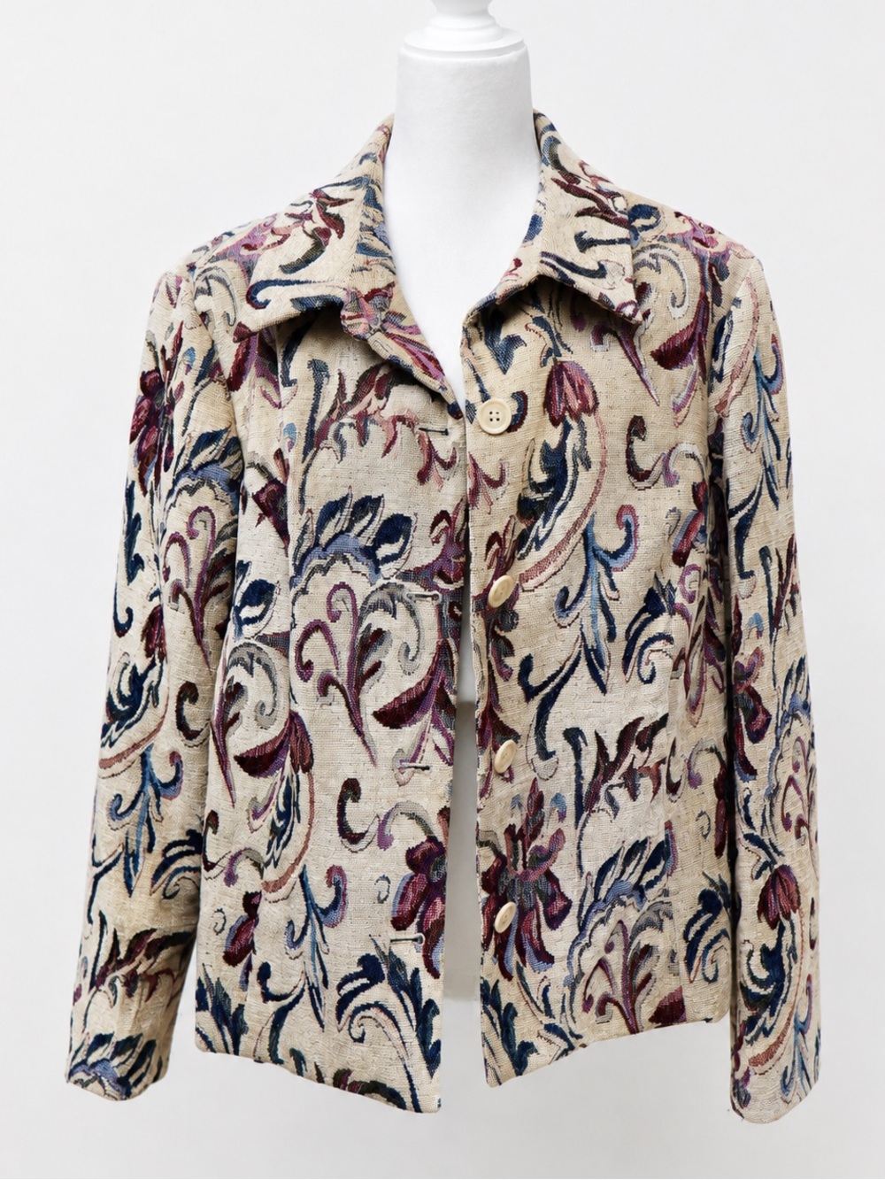 Oscar de la Renta Woman Floral Tapestry Blazer Jacket Size 20W Artsy Cottagecore